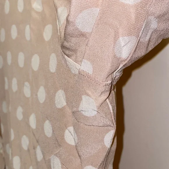 Hartford Alternative Classics 1979 Size 3 Tan Polka Dot Silk Blouse - Picture 8 of 13